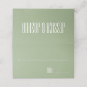 Sage Groen Vet Elegant Eenvoudig Huwelijk Plaatskaartje (Buitenkant ongevouwen)