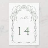 Sage Groen Victoriaans Lijst Tafelnummer (Achterkant)