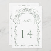 Sage Groen Victoriaans Lijst Tafelnummer (Voorkant / Achterkant)