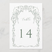 Sage Groen Victoriaans Lijst Tafelnummer (Voorkant)