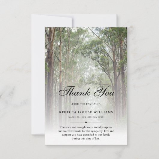 Sage Groen Viering van het Leven Begrafenisbos Bedankkaart (Voorkant)