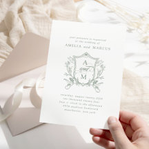 Sage Groen Vintage Crest Trouwfeest
