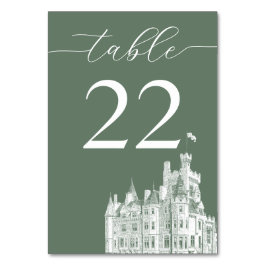 Sage Groen Vintage Kasteel Bestemming Trouwen Kaart