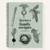 Sage Groen Voedsel Schetsen Recept Notitieboek (Voorkant)