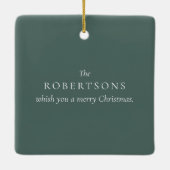 Sage Groen Vrolijk Kerstfeest Foto Keramisch Ornament (Achterkant)