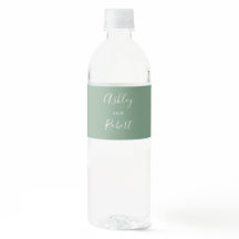 Sage groen waterflesetiket, bruiloft water b
