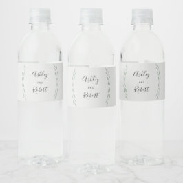Sage groen waterflesetiket, bruiloft waterfles etiket