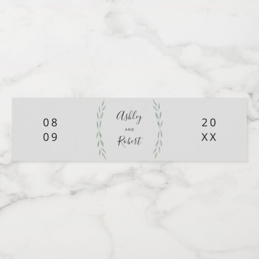 Sage groen waterflesetiket, bruiloft waterfles etiket (Enkel label)