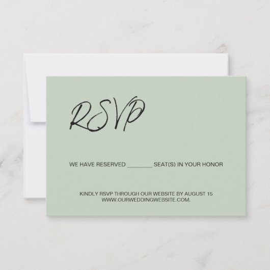 Sage groen We hebben stoelen gereserveerd voor u s RSVP Kaartje (Voorkant)