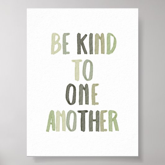 Sage groen Wees aardig voor elkaar poster (Voorkant)