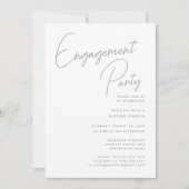 Sage Groen Whimsical Script Chique Betrokkenheid P Kaart (Voorkant)