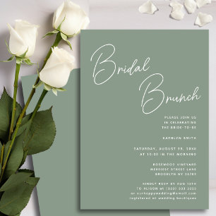Sage Groen Whimsical Script Chique Bridal Brunch Kaart