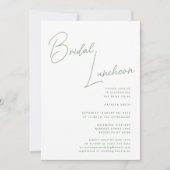Sage Groen Whimsical Script Chique Bridal Luncheon Kaart (Voorkant)