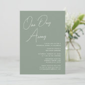 Sage Groen Whimsical Script Chique op een dag afst Kaart (Staand voorkant)
