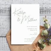 Sage Groen Whimsical Script Minimalistisch Modern Save The Date