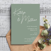 Sage Groen Whimsical Script Minimalistisch Modern Save The Date