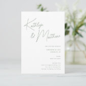 Sage Groen Whimsical Script Minimalistisch Modern Save The Date (Staand voorkant)
