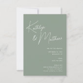Sage Groen Whimsical Script Minimalistisch Modern Save The Date (Voorkant)