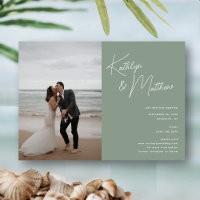 Sage Groen Whimsical Script Modern Save The Date