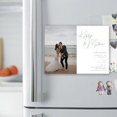 Sage Groen Whimsical Script Modern Save The Date Magnetische Uitnodiging