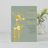 Sage groen Wildflower QR code bruiloft uitnodiging (Staand Voorkant)