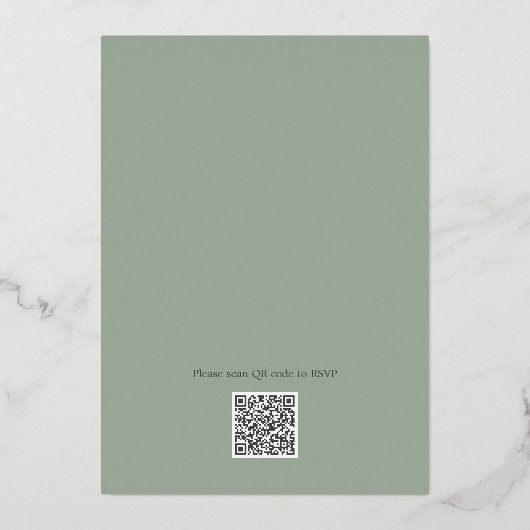 Sage groen Wildflower QR code bruiloft uitnodiging (Achterkant)