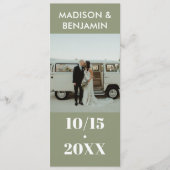 Sage Groen Wit 1 Foto Bold Minimalist Wedding Programmakaart (Voorkant)