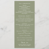 Sage Groen Wit 1 Foto Bold Minimalist Wedding Programmakaart (Achterkant)