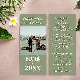 Sage Groen Wit 1 Foto Bold Minimalist Wedding Programmakaart