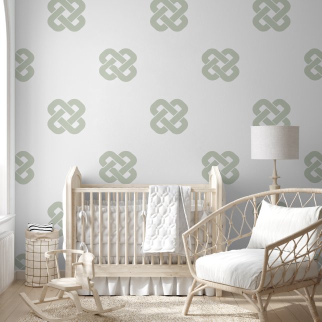 Sage Groen Wit Abstract Geometrisch Modern Eenvoud Behang (Kinderen)