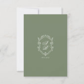 Sage Groen & Wit Blad Monogram Kreeft Trouwen RSVP Kaartje (Achterkant)