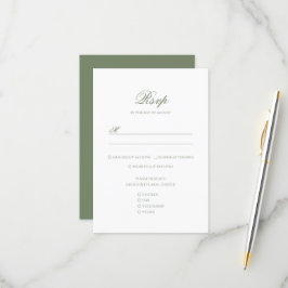 Sage Groen & Wit Blad Monogram Kreeft Trouwen RSVP Kaartje