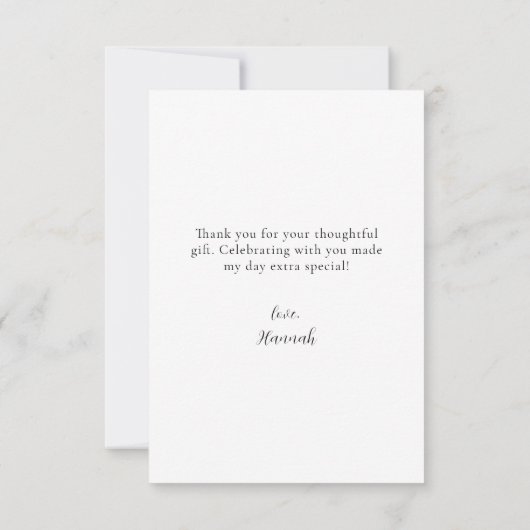 Sage Groen Wit Bloemen Dank je wel Kaart (Achterkant)