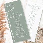 Sage Groen Wit Bloemen Moderne Minimale Bruiloft Programmakaart