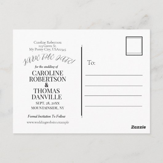 Sage Groen Wit Bloemen Opslaan Datum Briefkaart (Achterkant)