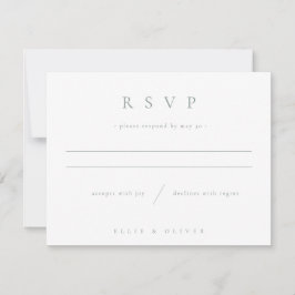 Sage Groen & Wit Boho Foto Huwelijk Modern RSVP Kaartje