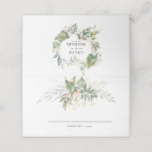 Sage Groen Wit Botanische Bruiloft Plaatskaartje (Buitenkant ongevouwen)