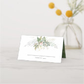 Sage Groen Wit Botanische Bruiloft Plaatskaartje (Voorkant)