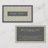 Sage Groen Wit Chevron Patroon Linnen Look Visitekaartje (Voorkant / Achterkant)