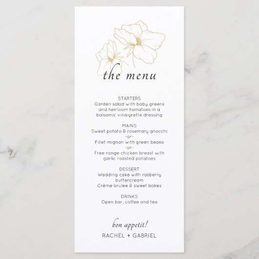 Sage Groen & Wit | Chic Bloem Bruiloft Menu (Voorkant)