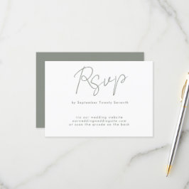 sage groen wit custom Website QR CODE TERUG RSVP Kaartje