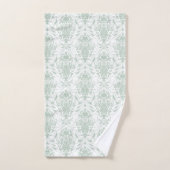 Sage Groen Wit  Damask Patroon Bad Handdoek (Handdoek)