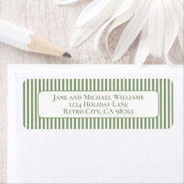 Sage Groen & Wit Eenvoudige Kerstmisstreep Etiket