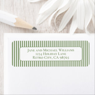 Sage Groen & Wit Eenvoudige Kerstmisstreep Etiket