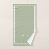 Sage Groen Wit Elegant Modern Monogram Bad Handdoek (Handdoek)