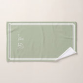 Sage Groen Wit Elegant Modern Monogram Bad Handdoek (Handdoek)