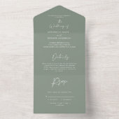 sage - groen wit , elegant script bruiloft all in one uitnodiging (Binnen)