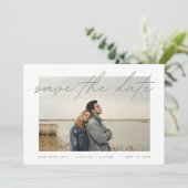 Sage Groen Wit Elegante Border Foto Save The Date (Staand voorkant)