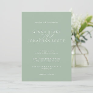 Sage Groen & Wit Elegante Minimalistische Huwelijk Kaart