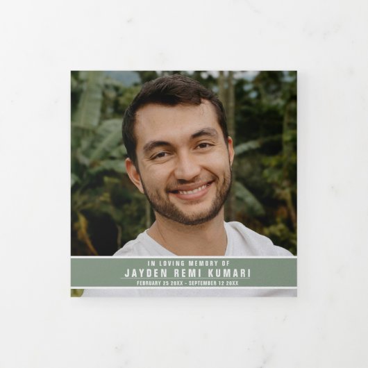 Sage groen wit Funeral service aangepaste foto's Drieluik Programma (Cover)